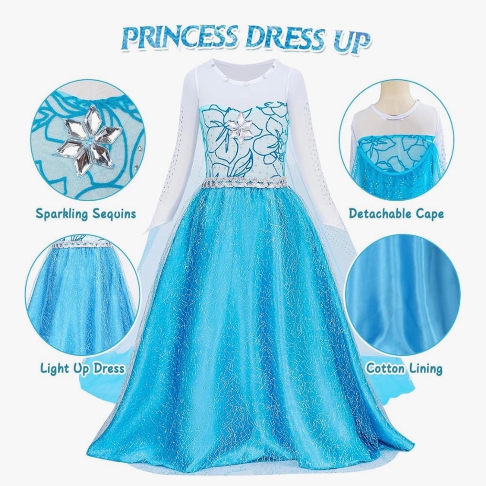 Frozen Halloween Costumes for Girls Dresses with accessories Size 130 (6-7) - Picture 3 of 16